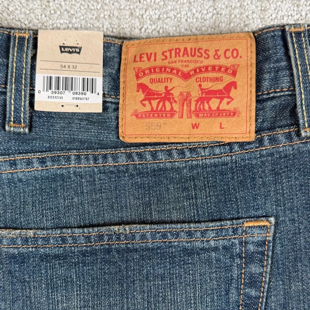 NEW Levi's 559 Mens 54x32 Relaxed Straight Leg Denim Blue Jeans